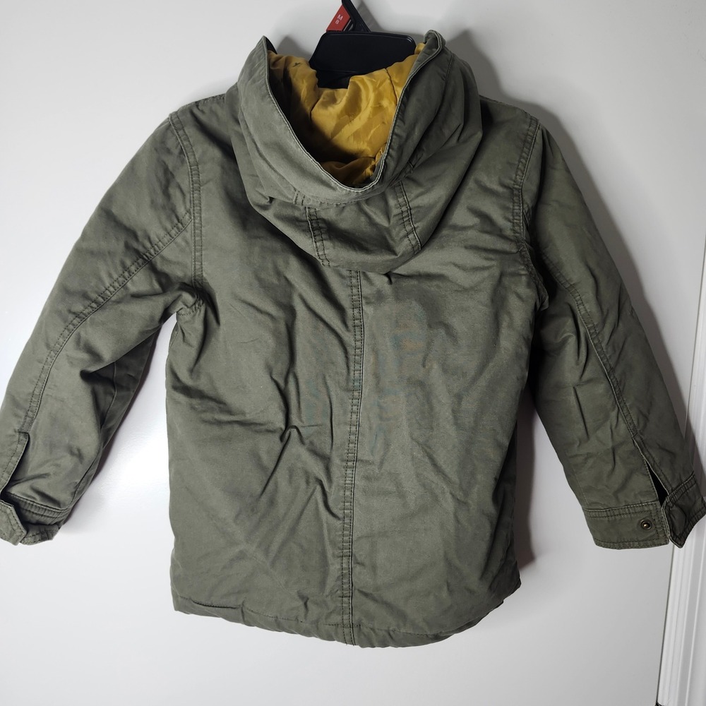 GapKids Girls Olive Green Utility Parka Hooded Jacket Quilted Lining Size S 6-7 - Picture 6 of 8